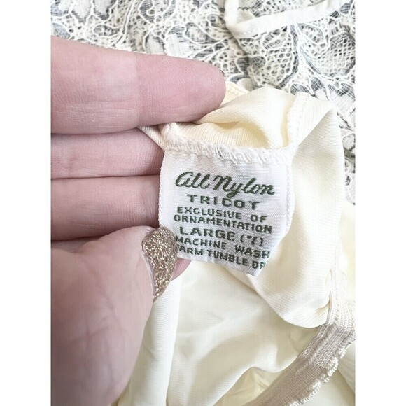 Greenco Maid Vintage Size Large Half Slip Lace Trim Hem Tricot Nylon USA Made - Picture 6 of 7